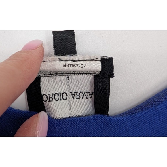 VTG Y2K Giorgio Armani Cashmere Camisole Cobalt Blue 42 Luxury Minimalist Cozy - Picture 5 of 10